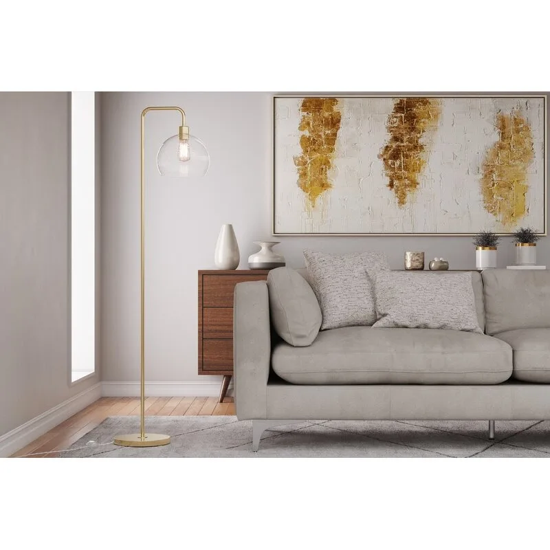 Luxurious Gold-Toned Metal Floor Lamp with Adjustable Head and Energy-Efficient Bulb with Customizable Bulb