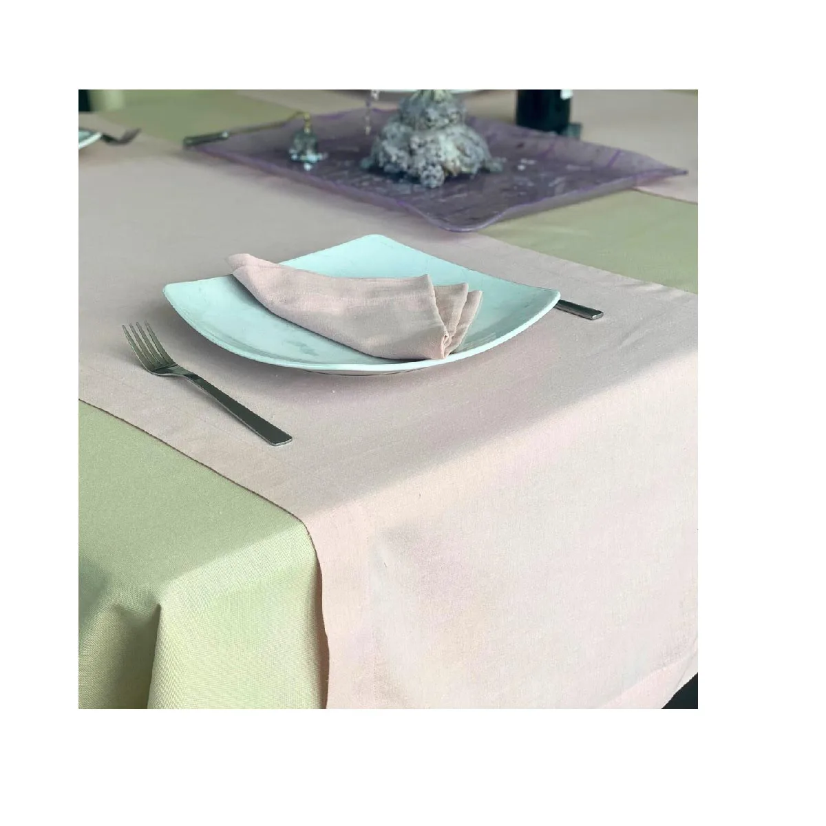Pastel Pink Set of 2 Natural 100% Cotton Table Runners And Napkins Set Beach Indoor Outdoor Decor Perfect For Housewarming Gift