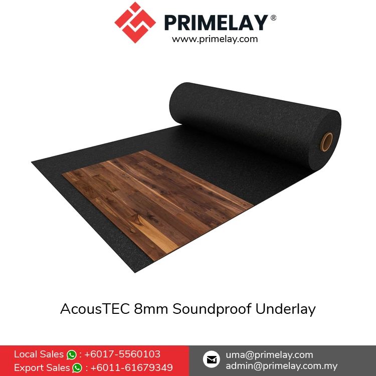 High Density Excellent Durability Rubber Flooring Accessories 8mm Soundproof Underlay | AcousTEC 8 Rubber Underlay Roll