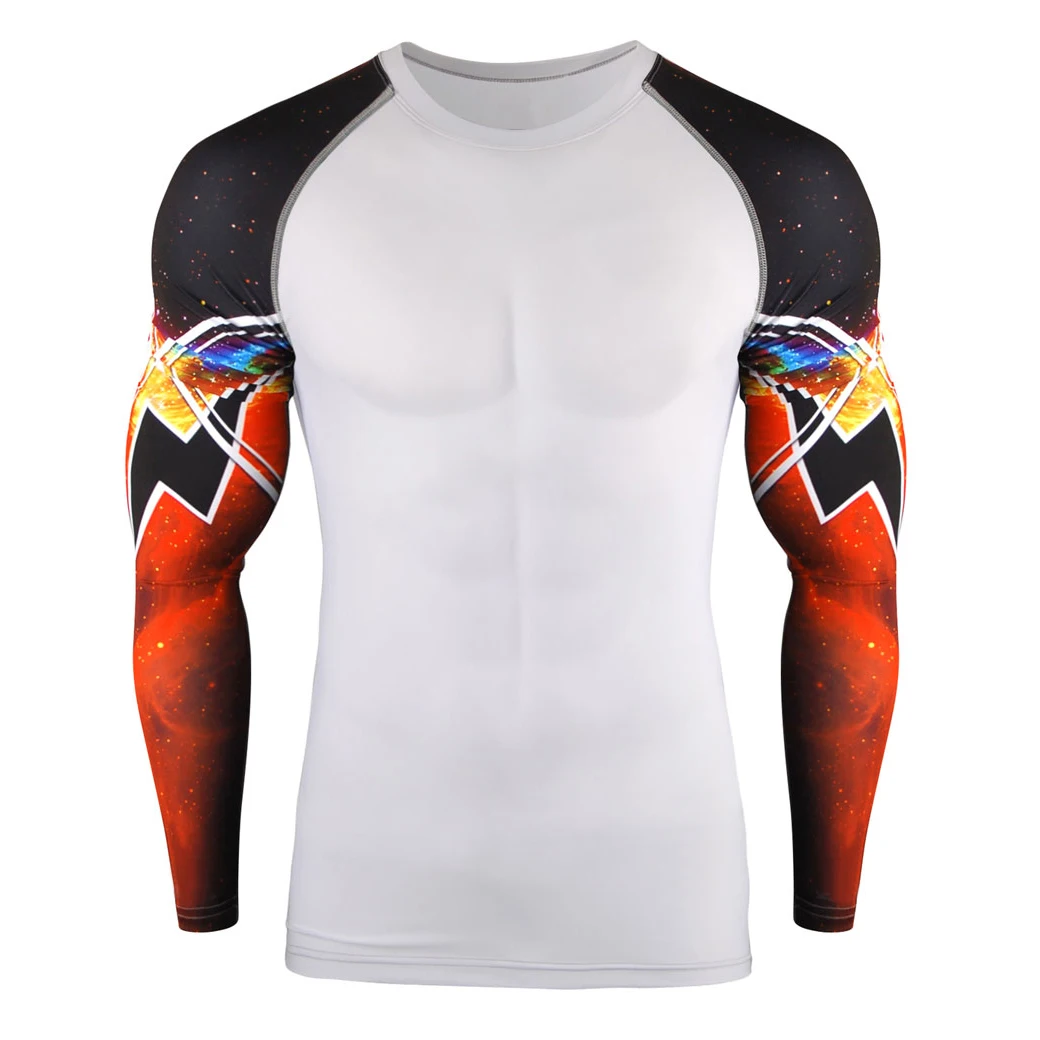 Man Long Sleeve Gym Clothing Sublimation Printed Custom MMA Surfing Rash Guard Compressed T-shirt Wholesale