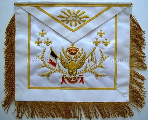 High Quality Masonic Apron Masonic Regalia Leather Blue Embroidered Apron with customized Logo