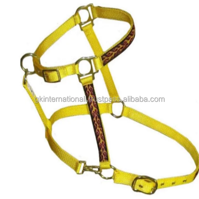 Wholesale Best Quality Adjustable Custom made Yellow flame pattern Nylon Horse Halter Equestrian Horse Riding Headcollar