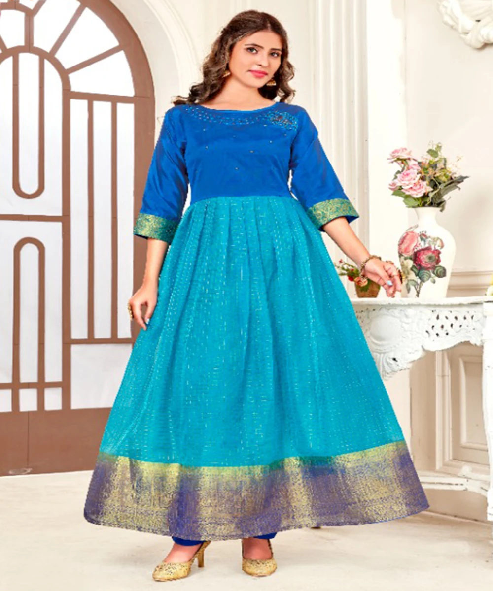 fancy organza embroidery sequence work only gown wedding bride wear ethnic garments wholesale price surat