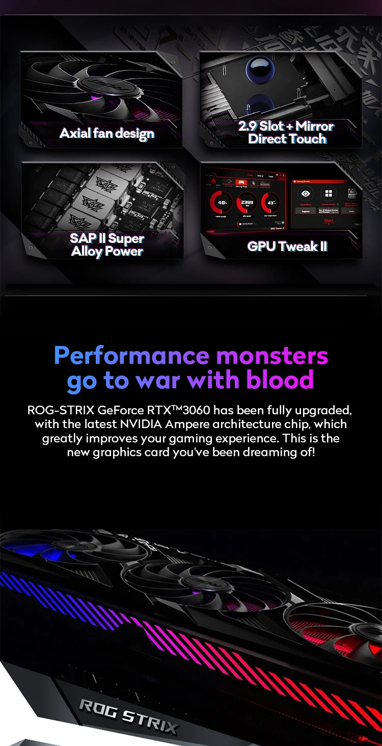 RTX 3060 ASUS ROG Graphics Card GTX 2060 1660 3060 nvidia GPU RX 580 3090 4090 PC Gaming Computer