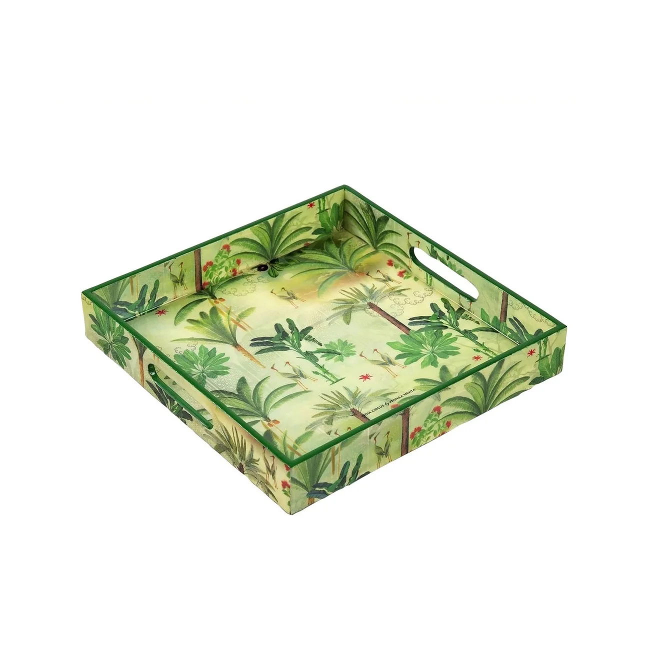 Wood Flowers Printed Tray Customized Size Handmade Product MDF Printed Tray for Home Restaurant Food Breakfast Tray Good Price