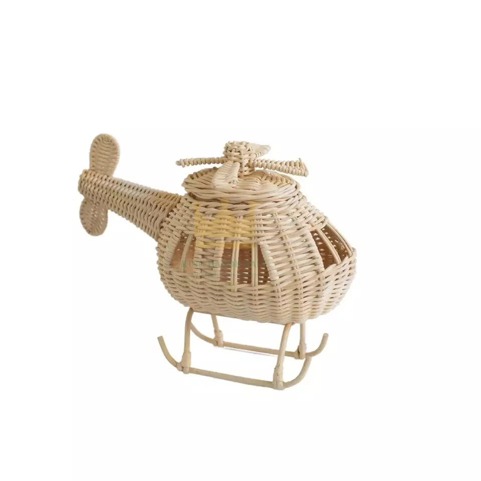High quality handmade rattan helicopter toy for baby kids playing low MOQ eco-frienfly