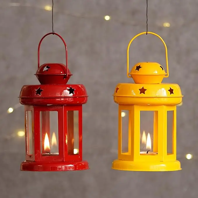 Best Quality Metal In Iron Color Enamel Candle Holder New Design Tabletop Decor Trendy High Finished Hot Selling Candle Lantern