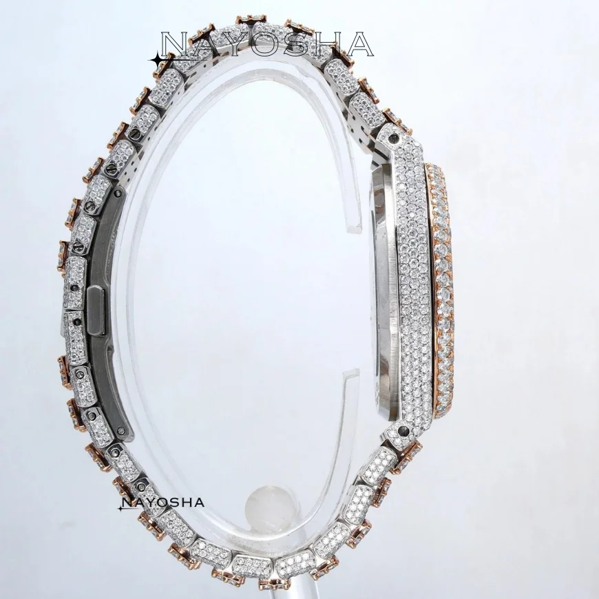 Dazzling Mens Jewelry With Attractive Stainless Steel Material With Moissanite Diamonds Fully Iced Out Watch Designed For Men