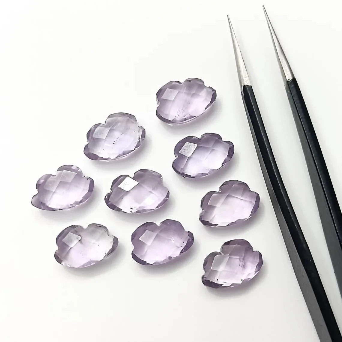 Pink Amethyst Faceted Cloud Shape Beads For Jewelry Making Amethyst Gemstone Hand Carved Bead Strands Briolette