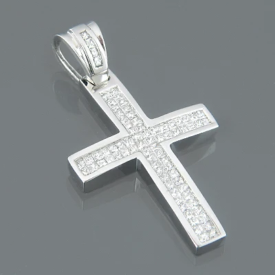 Large and medium 14k 18k Gold Mens Diamond Hip Hop Cross Pendant 1.00 Ct Diamond Cross Pendant 14k Solid Gold