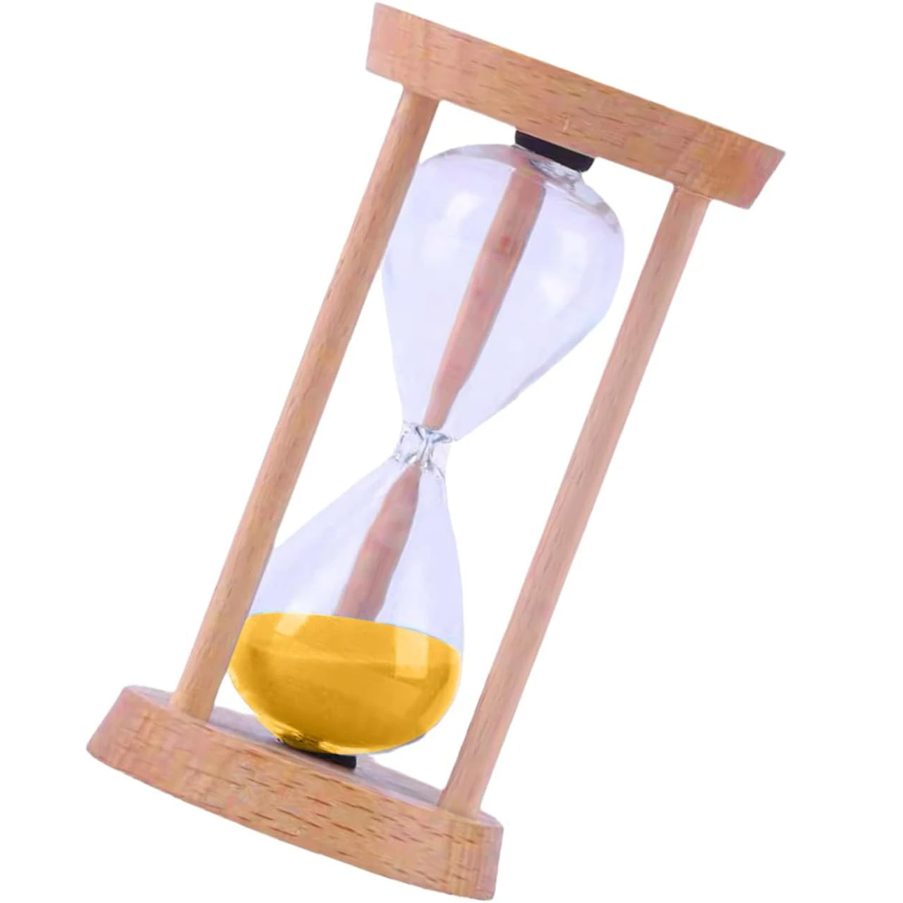 Wooden Hourglass Timer Sand Clock 5 Minutes & Metal Sand Watch 5 Min, Brass Hour Glass Sandglass for Home Desk Office