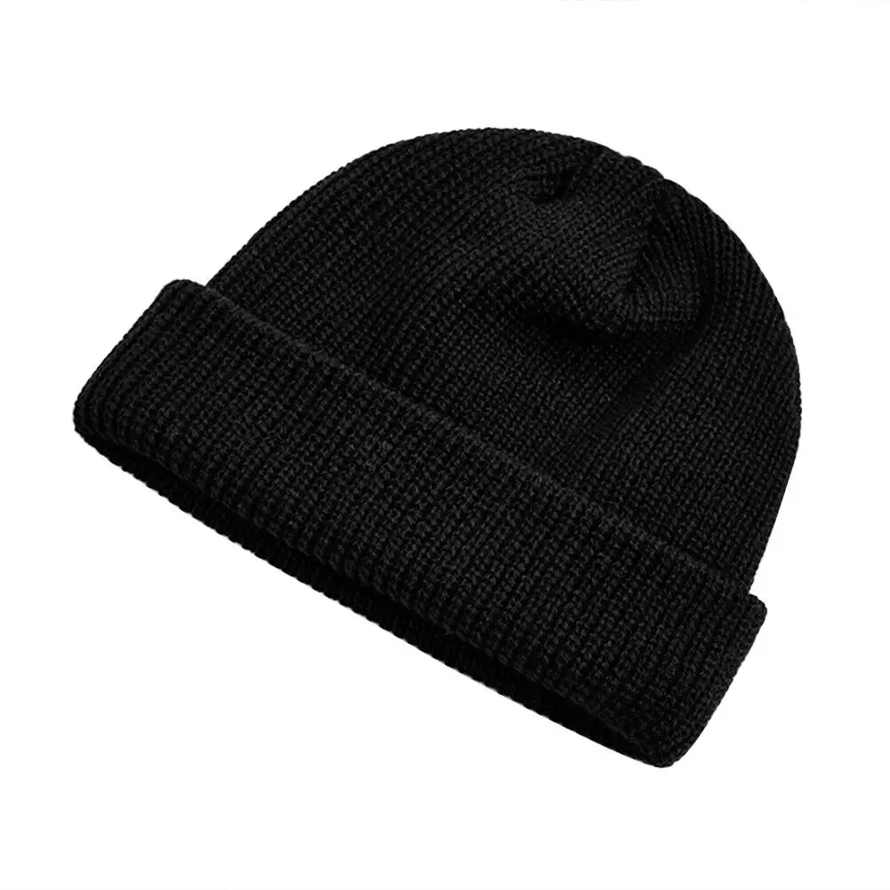Unisex Winter Warm Knitted Beanie Windproof Brimless Round Skullcap (Black) 2022 Custom Design New Beanies