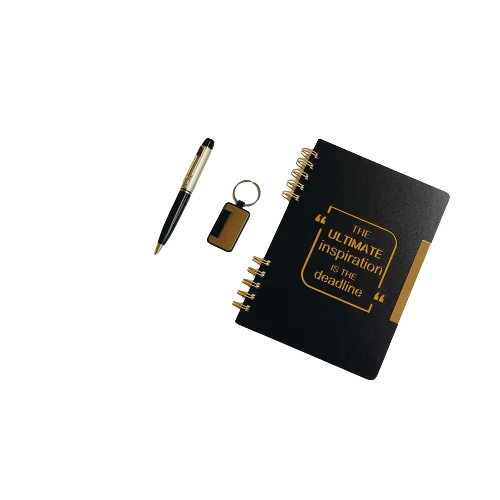 Best Selling Leather Keychain with Metal Pen A5 Notebook Promotional Wholesale for Office Employees College Teachers Students