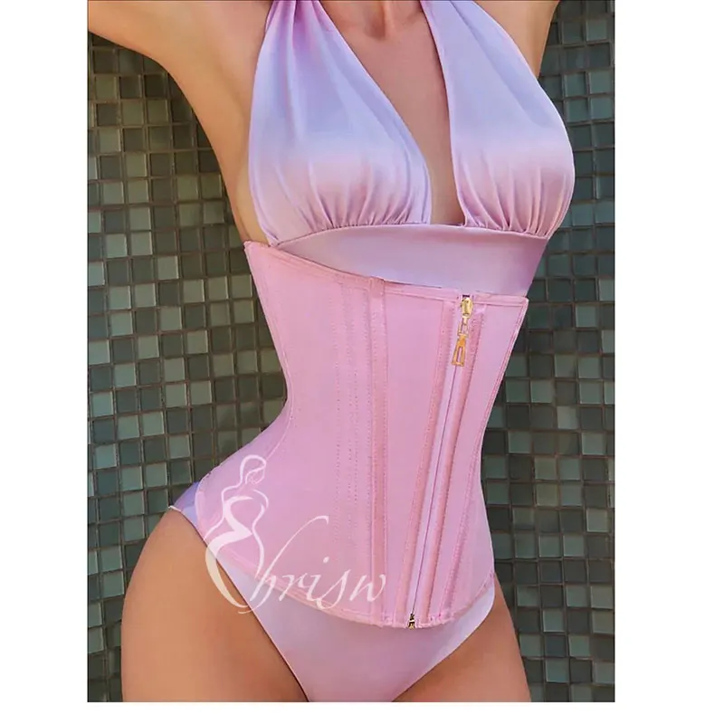 1pc Hourglass Waist Trainer Belt With Zipper Girdle High Compression Body Shaper Fajas For Women Underbust Corset Latex