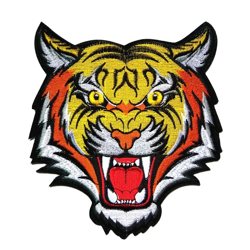 Custom fashion Big Tiger Fabric Patch Embroidery Sew On Patches For Clothing DIY Decoration Clothes Stickers Applique Badge
