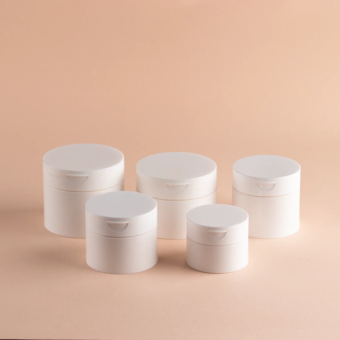 Recycled PP jar cream packaging with flip cap