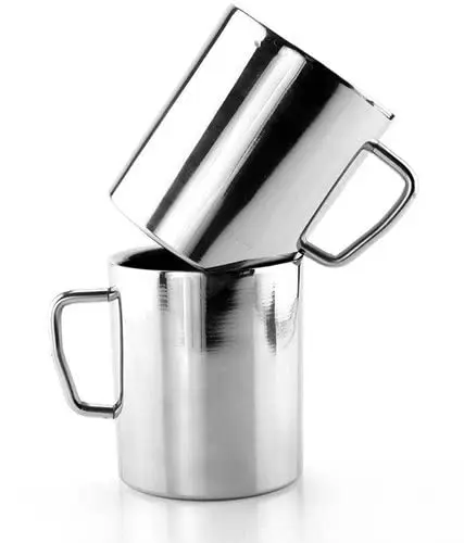High Quality Material Stainless Steel Double Walled Glossy Coffee Mug Jumbo Pack of 2 (300 ML Each) Use For Drinking