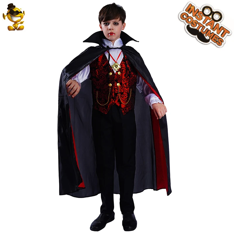 Wholesale Boy Dark Vampire Dracula Cosplay Cloak Suit Kids Halloween Carnival Party Costume