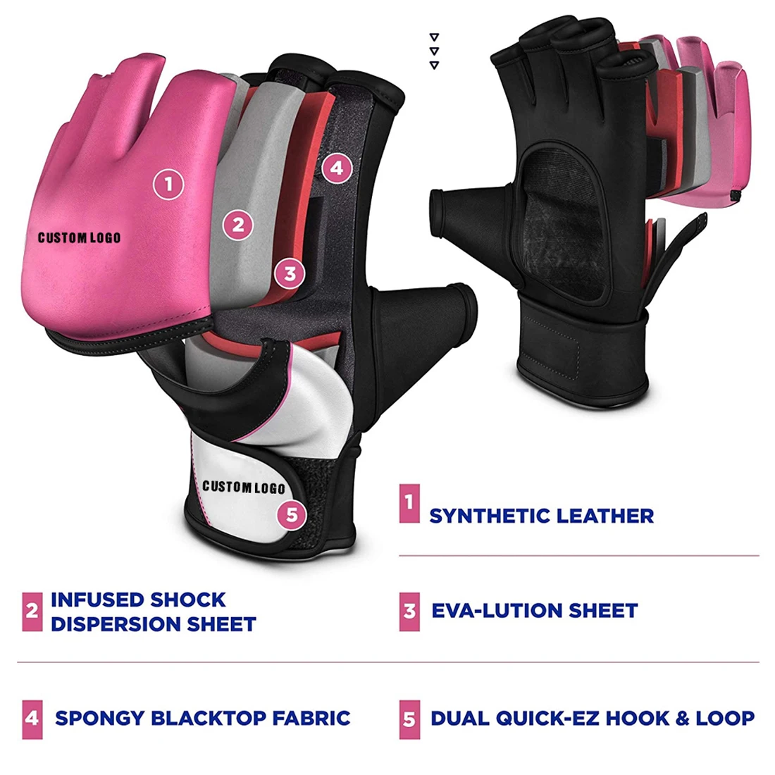 OEM Service Men Half Finger Boxing MMA Gloves Best Price Pakistan Made Punching Equipment