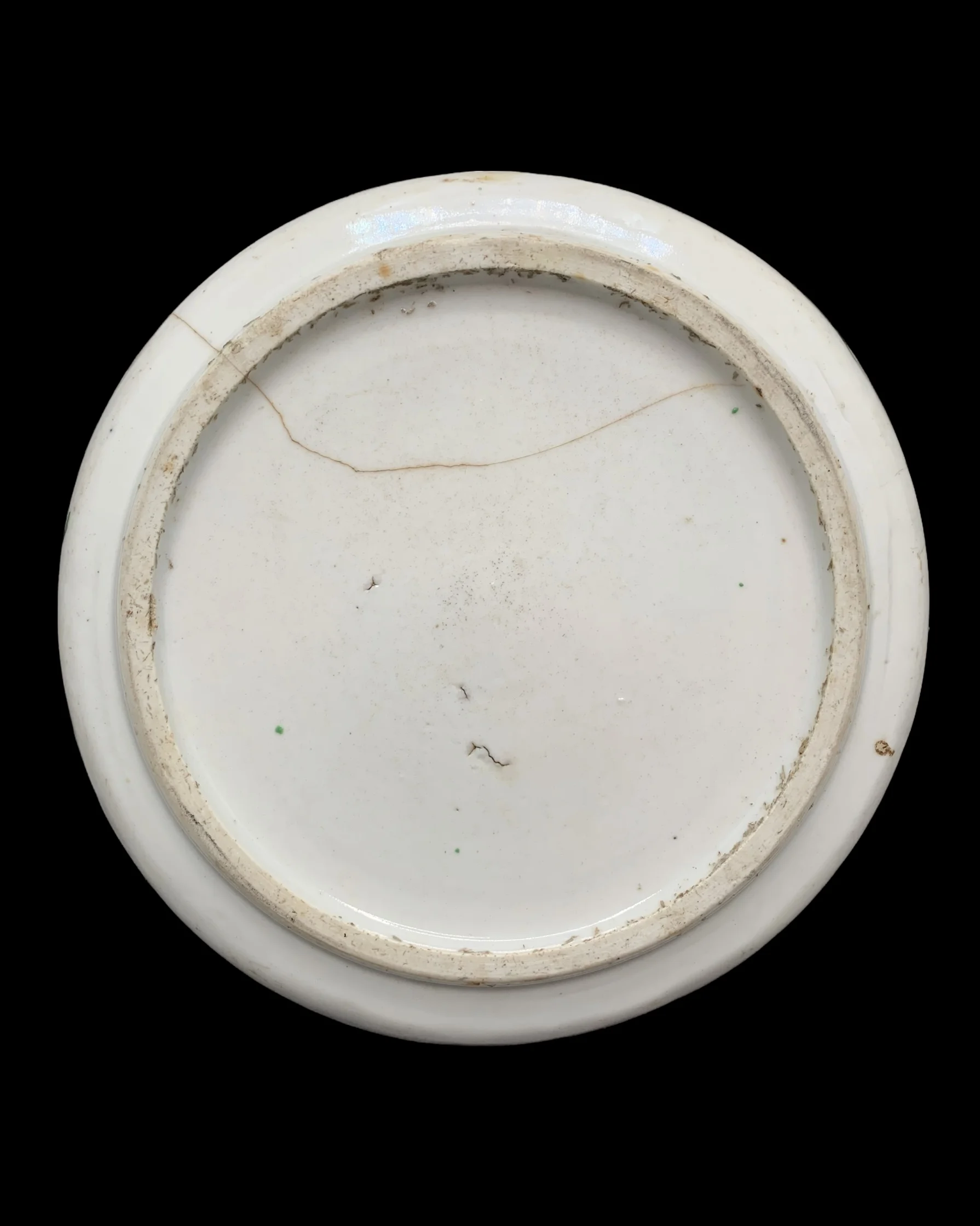 Antique Polychrome Porcelain Tea pot Tray Painted With A Theppanom In The Centre By A Floral Design On A Orange Ground