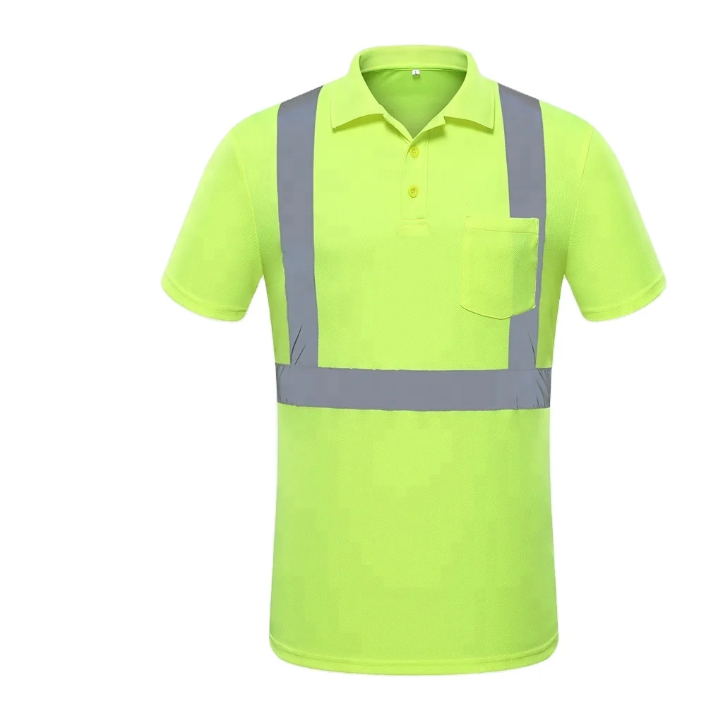 Custom logo factory supply reflective breathable quick-dry polo shirt with pocket
