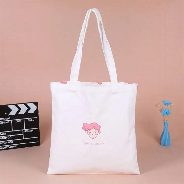 Customized Cheap Recycle Printed Cotton Fabric Shopping Souvenir Tote Bag With Logo
