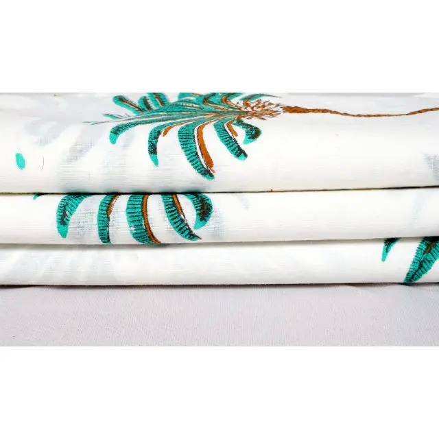 100% cotton printed fabric Indian cotton fabrics floral print fabrics for clothing Indian Hand Block Palm Tree Print