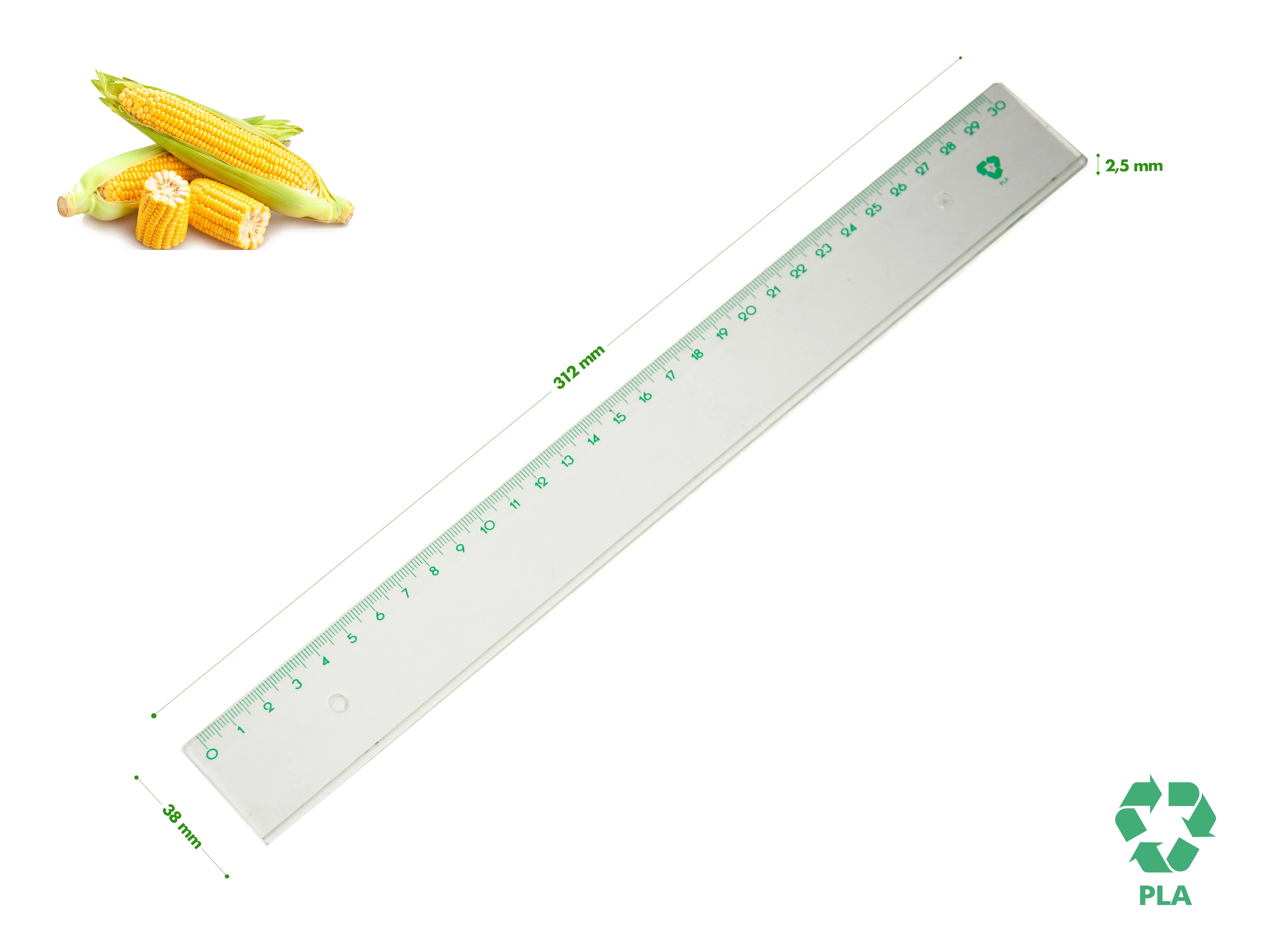 school supplies office supplies stationery PLA polylacticacid 100% biodegradable plastic ruler 30 cm for school