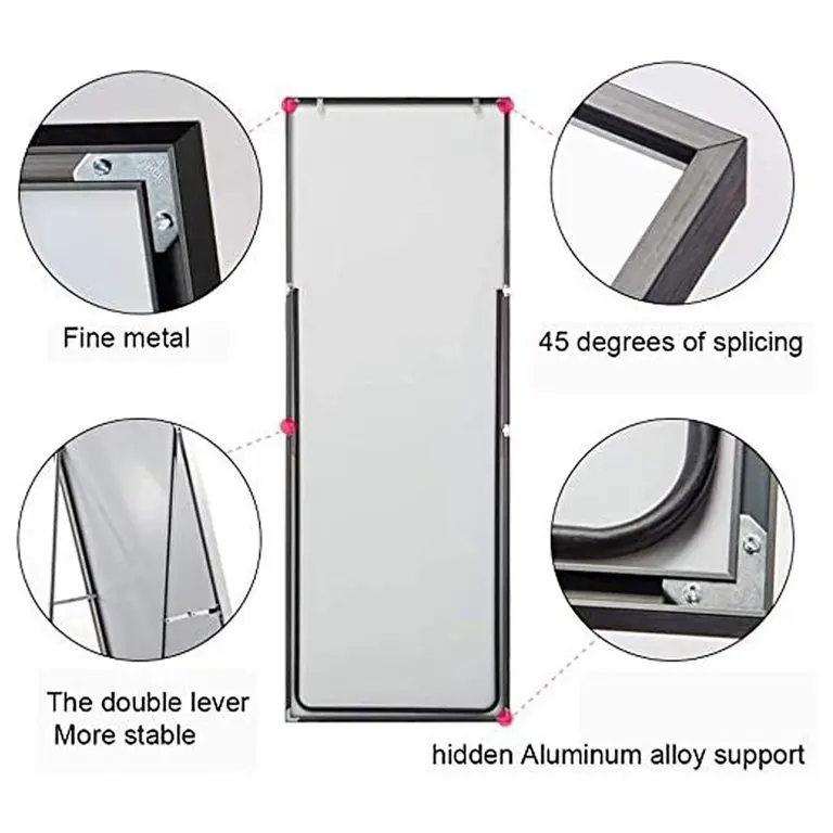 Elegant Black Framed Decorative Large Metal Floor Stand Mirror For Living Room Interior Decoration