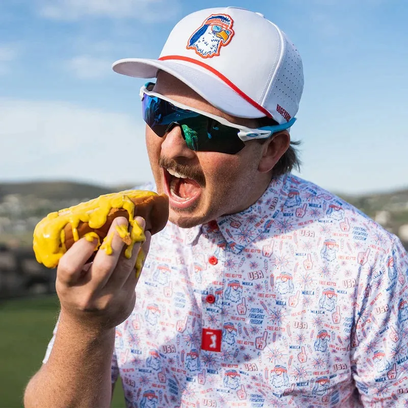 USA Eagle Golf Hat Custom Logo 5-Panel Baseball Cap Polyester Mesh Waterproof Performance Sporty Fashionable Multi-Color Design