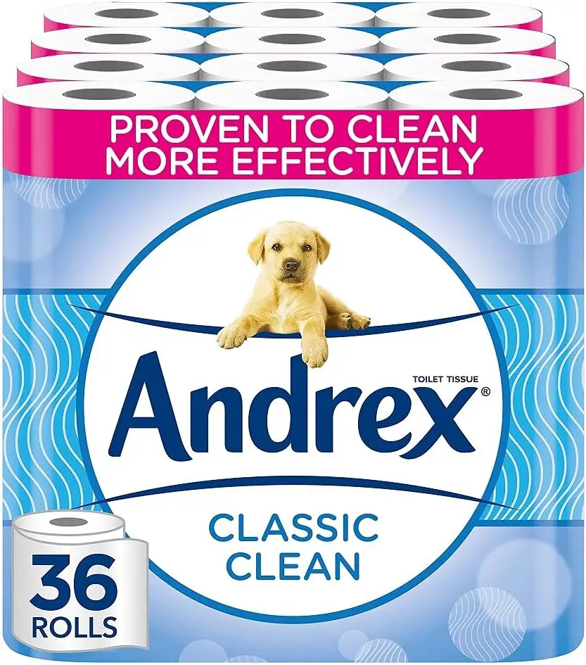 Andrex Gentle Clean Perfect Pull Toilet Tissue with Easy Tear Perforations 20 Larger Toilet Rolls Equivalent To 30 Standard Roll