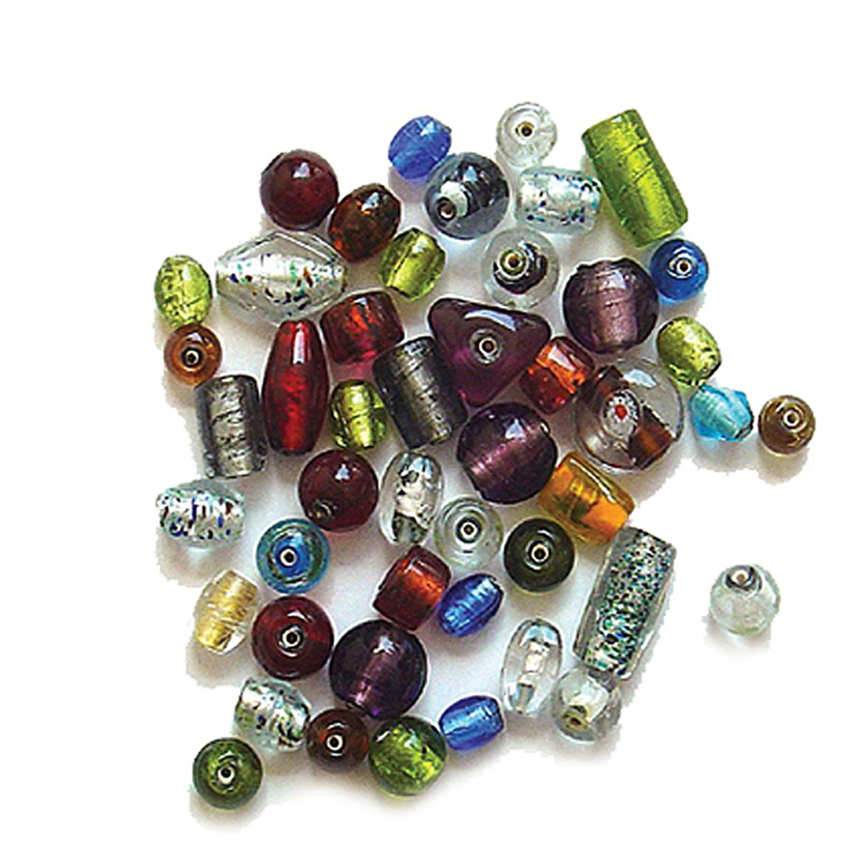 Premium and Fancy Multi Color Silver Foil Glass Bead Mix for Making Jewelry available in reasonable price