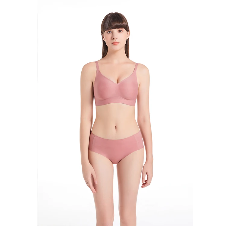 Sexy Basic Thin Breathable Comfort ABC Cup Pink Women UnderWear High Stretch Sports Gym Yoga Seamless Bra