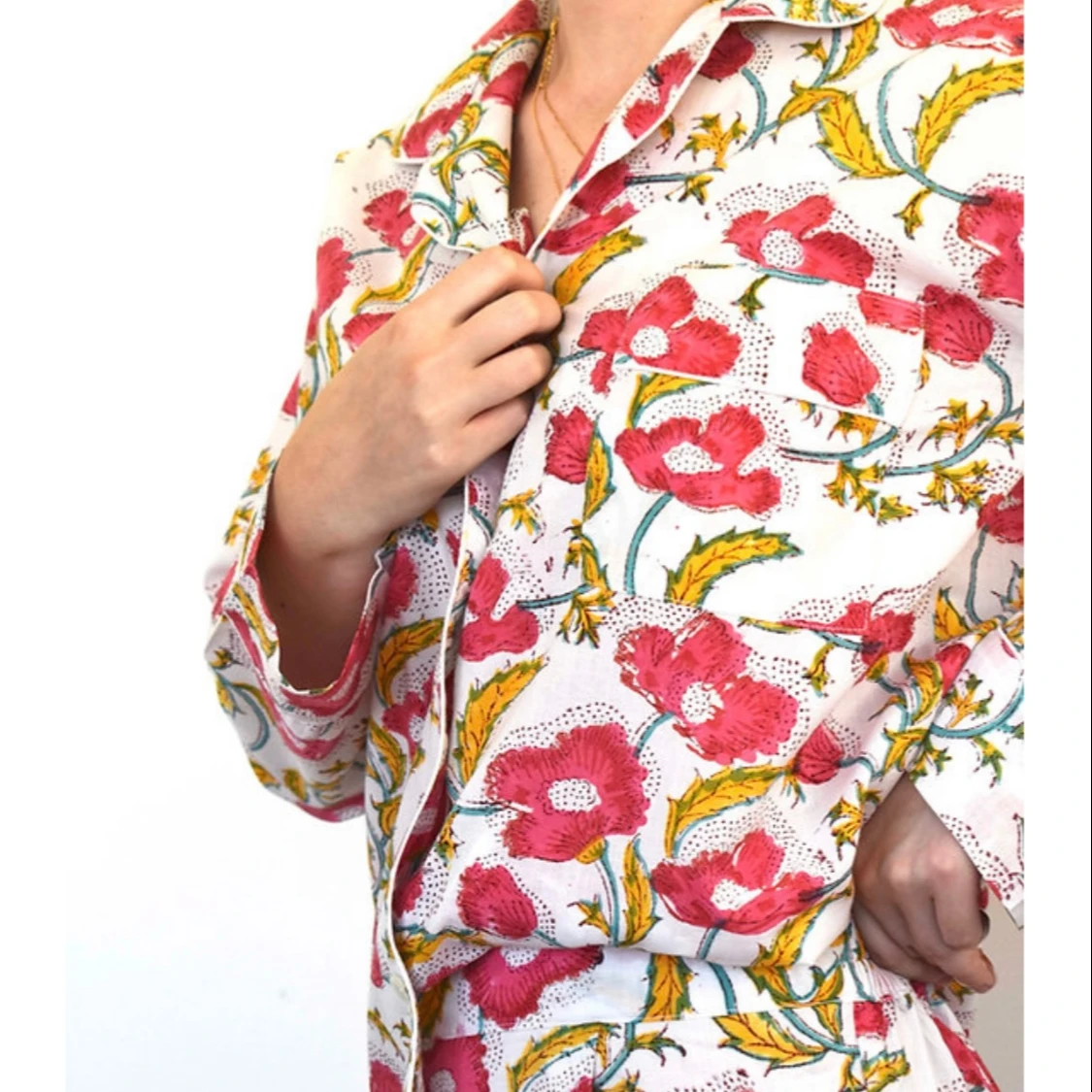 High Quality Cotton 2 Piece Set Home Homewear Sleep Pajama for Women Short Sleeves