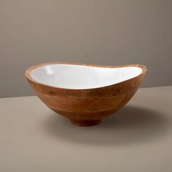 Cherry Blossom Flower Printed Enamel Coated Bowl Hot Selling Natural Wooden Fruit Serving at Reasonable Price Ware