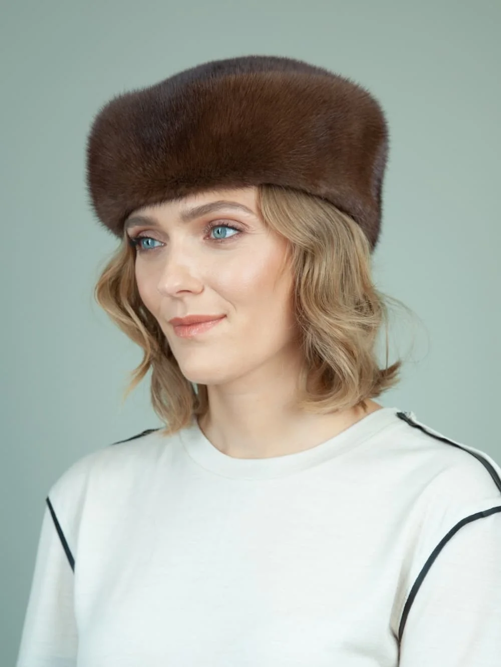 Luxury 100% Genuine Mink Fur Hat Russian style winter trapper hat for men