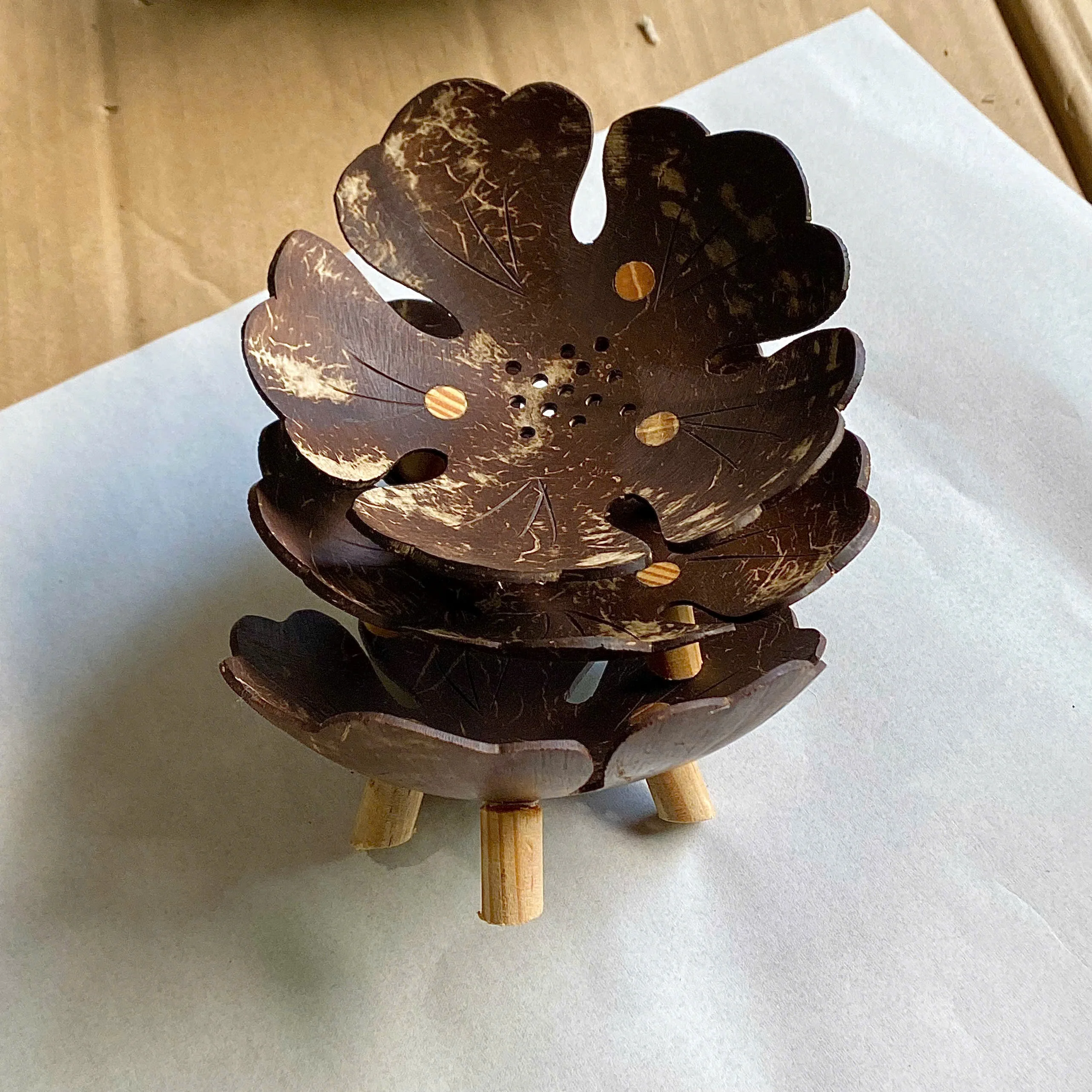 Handmade Natural Coconut Shell Soap Tray Made in Vietnam