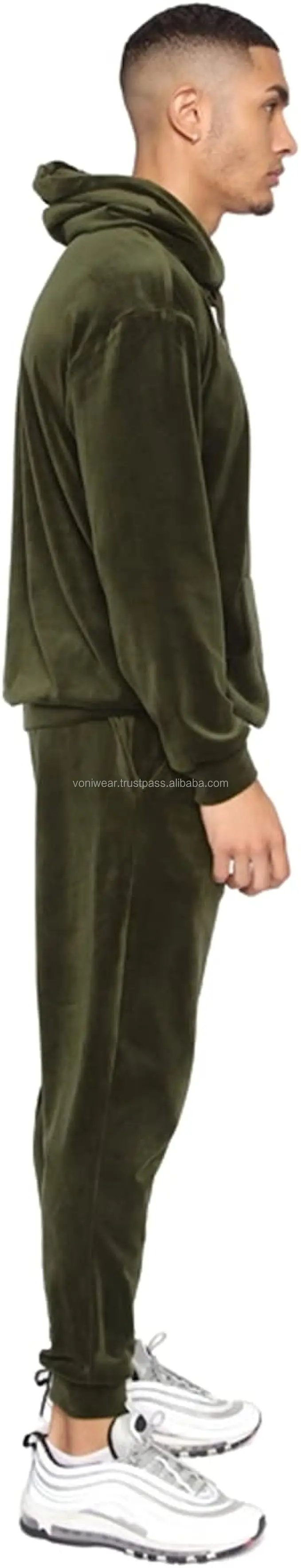 Men 2 piece Velvet Set Hoodie Elastic Pant Casual Velour Tracksuit Custom Design High Quality Mens Velvet Tracksuit