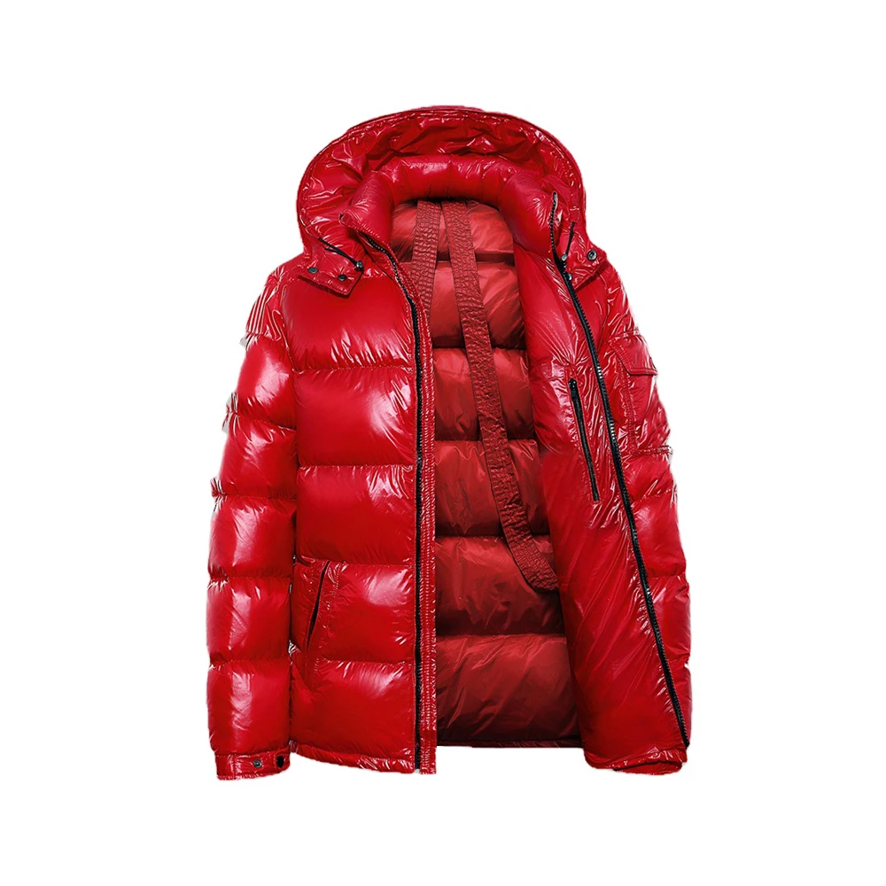 Wholesale OEM Light Warm Custom Logo Chaqueta Nylon Long Black Winter Quilted Jacket Bubble Coat Men Shiny Puffer Jackets