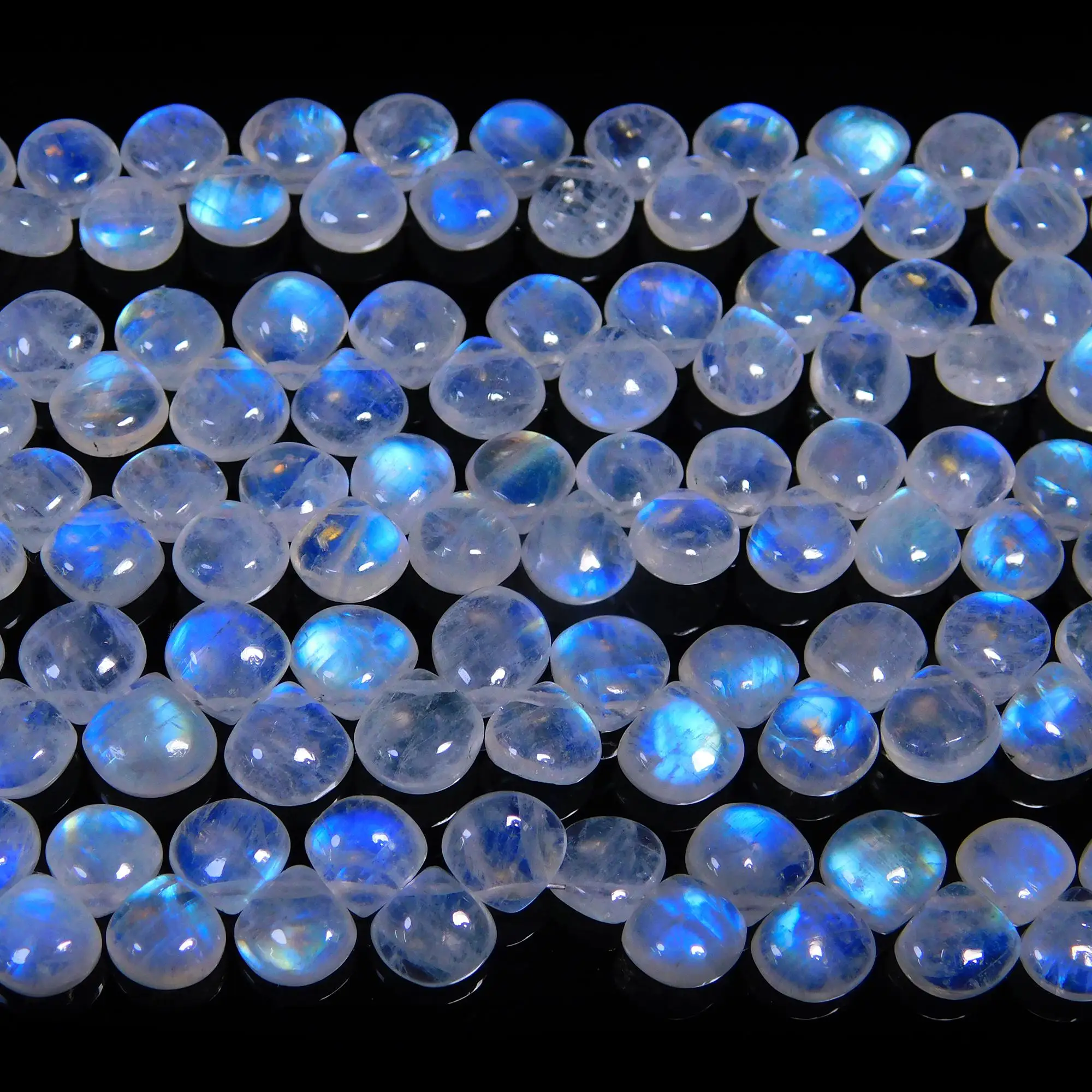 New trending Natural Rainbow moonstone Heart shape Beads Flashy Gemstone beads High Quality Rainbow Moonstone beads For Jewelry