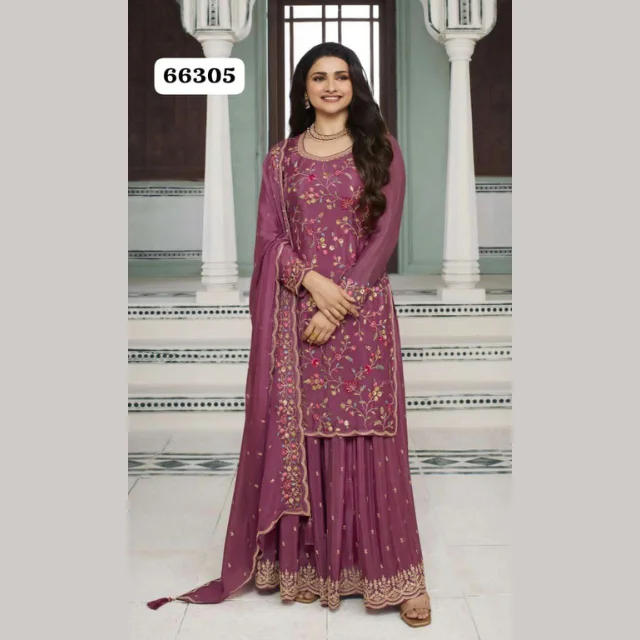 Latest New  Designer Chinon  Embroidery Sequence Worked Suit Manufacturers By Royal Export