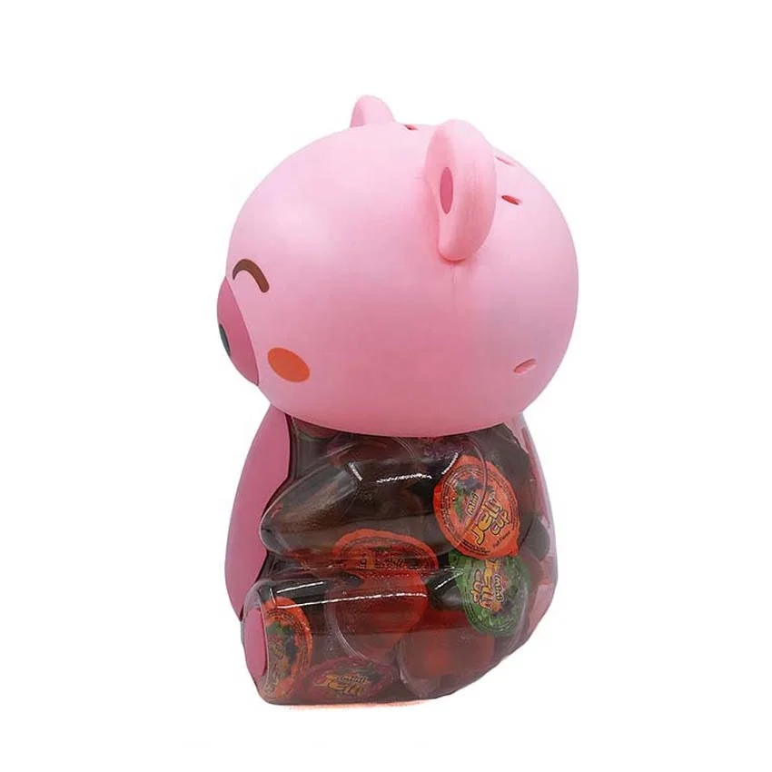 HALAL Coconut Soft Jelly 13g 100pcs Assorted Mini Fruit Jelly in Cute Pink Pig Jars
