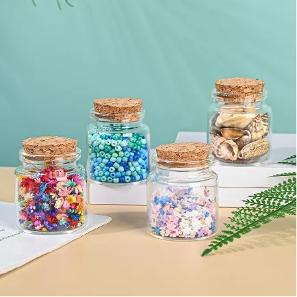 Small DIY Art Crafts Storage Glass Jars with Cork Stopper Empty Bottles Wedding Party Favors Decorations Food Storage Container