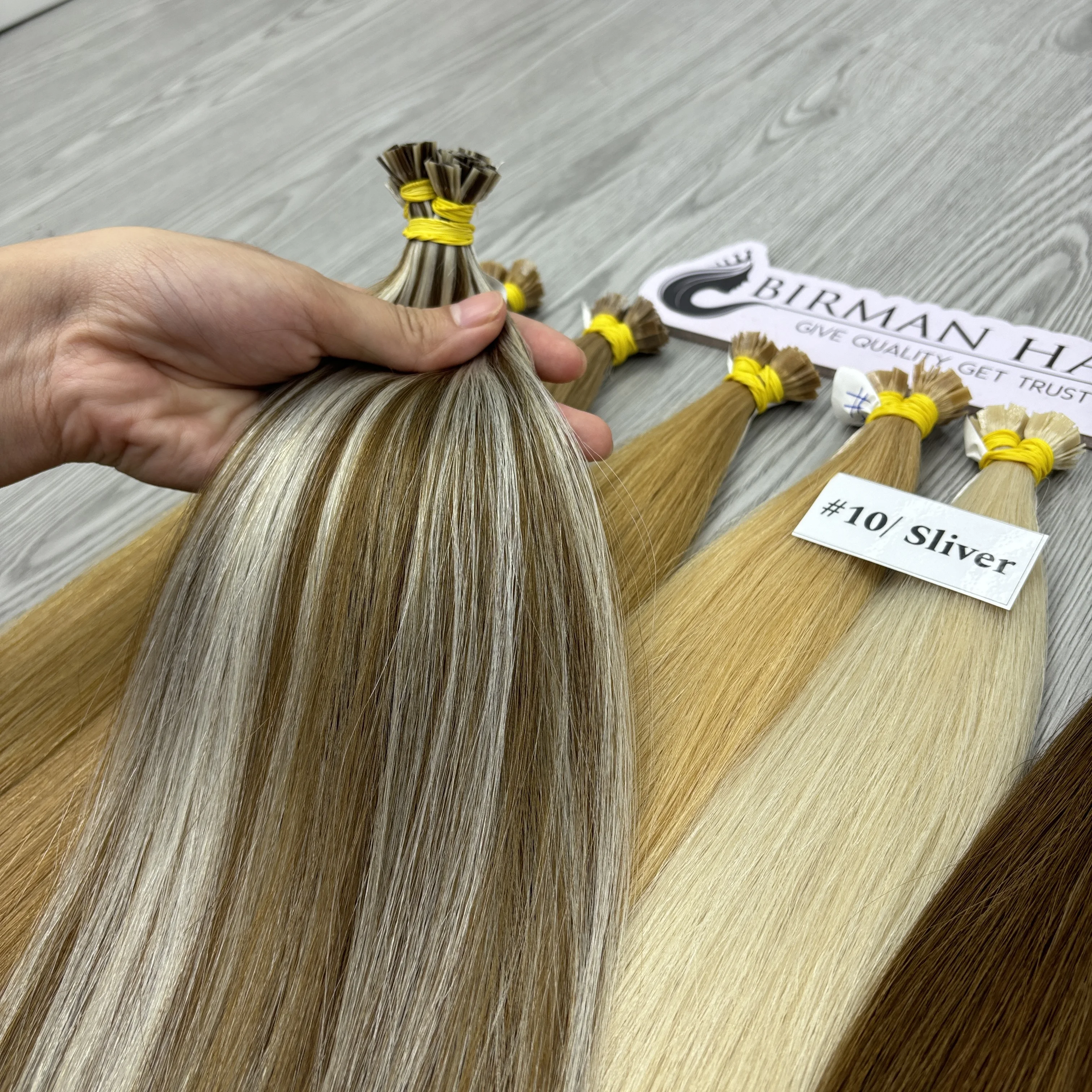 Hair Vendors Wholesale 100% Vietnamese Hair Extension Double Drawn Color #10/Silver Silky Smooth Shiny Flat-Tip Keratin Tip