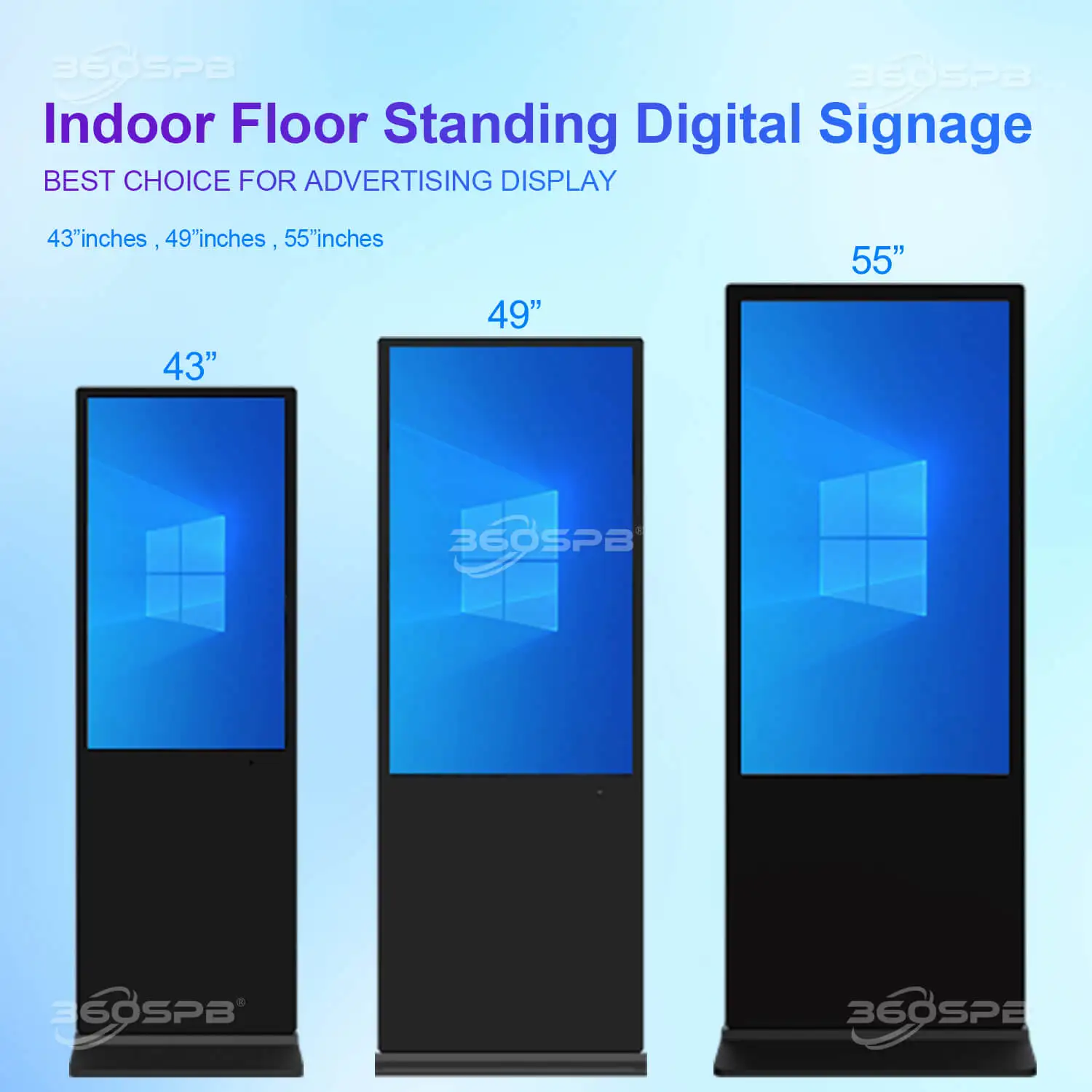 360SPB IPI49A Portable Indoor Digital Signage Touchscreen indoor advertisement LCD screens for gym