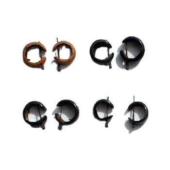 Natural Peruvian Coconut Shell Clip-On Earrings round Coco Brown for Gift Occasions