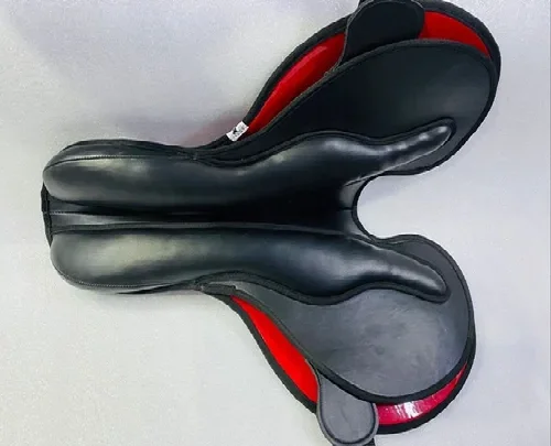 English horse racing products from India synthetic Red And Black Plain Horse Racing Saddle Exercise saddle