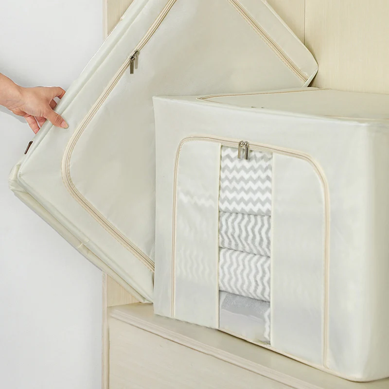 Popular Folding Oxford Cloth Storage Box with Steel Frame Handle Large Capacity Bedding Living Room Sundries Toys Organizer Bag