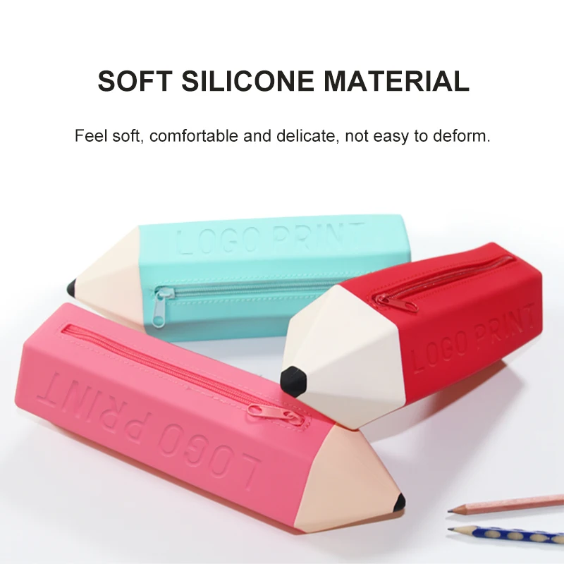 school supplies for students stationery flexible custom silicone pencil case pouch crayon shaped bag pencil case with logo