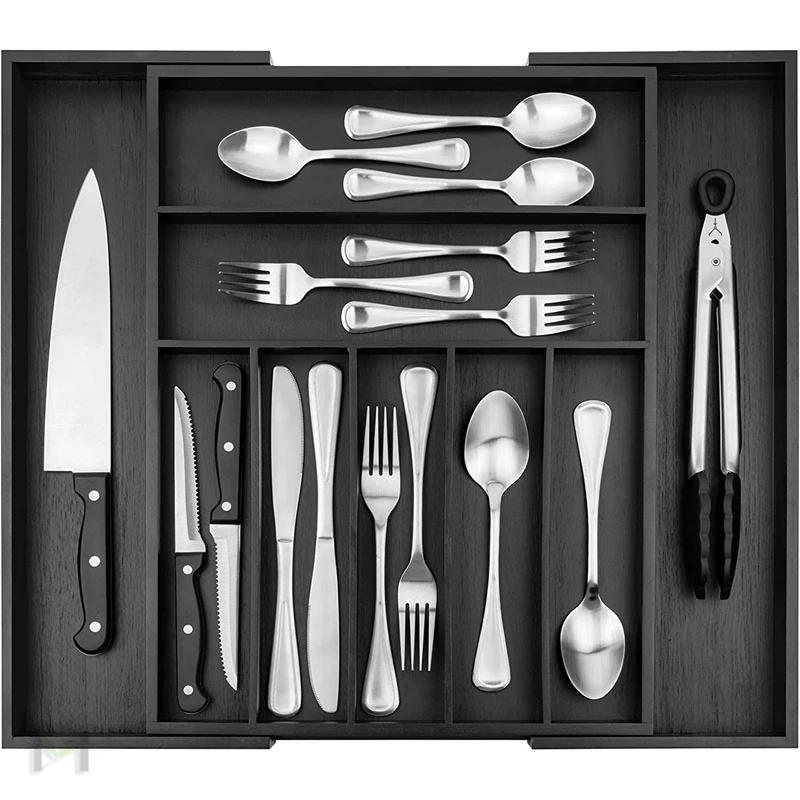 Expandable Luxury Bamboo Kitchen Drawer Organizer Silverware Organizer and Cutlery Tray